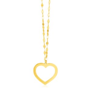 14k Yellow Gold Necklace with Reversible Heart Pendant