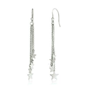 Sterling Silver Tassel Earrings With Polished Stars